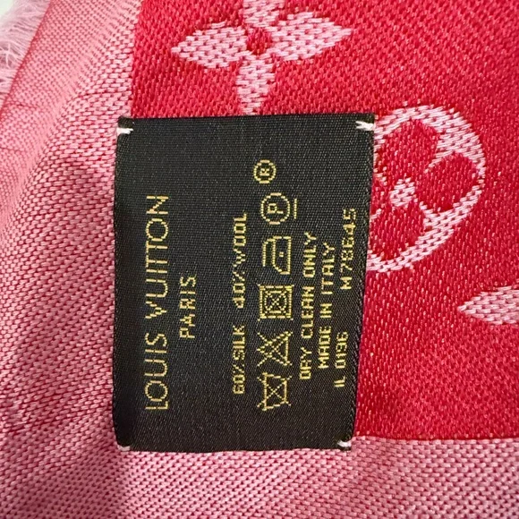 Louis Vuitton Pink Monogram Silk-Wool Scarf - Picture 3 of 4
